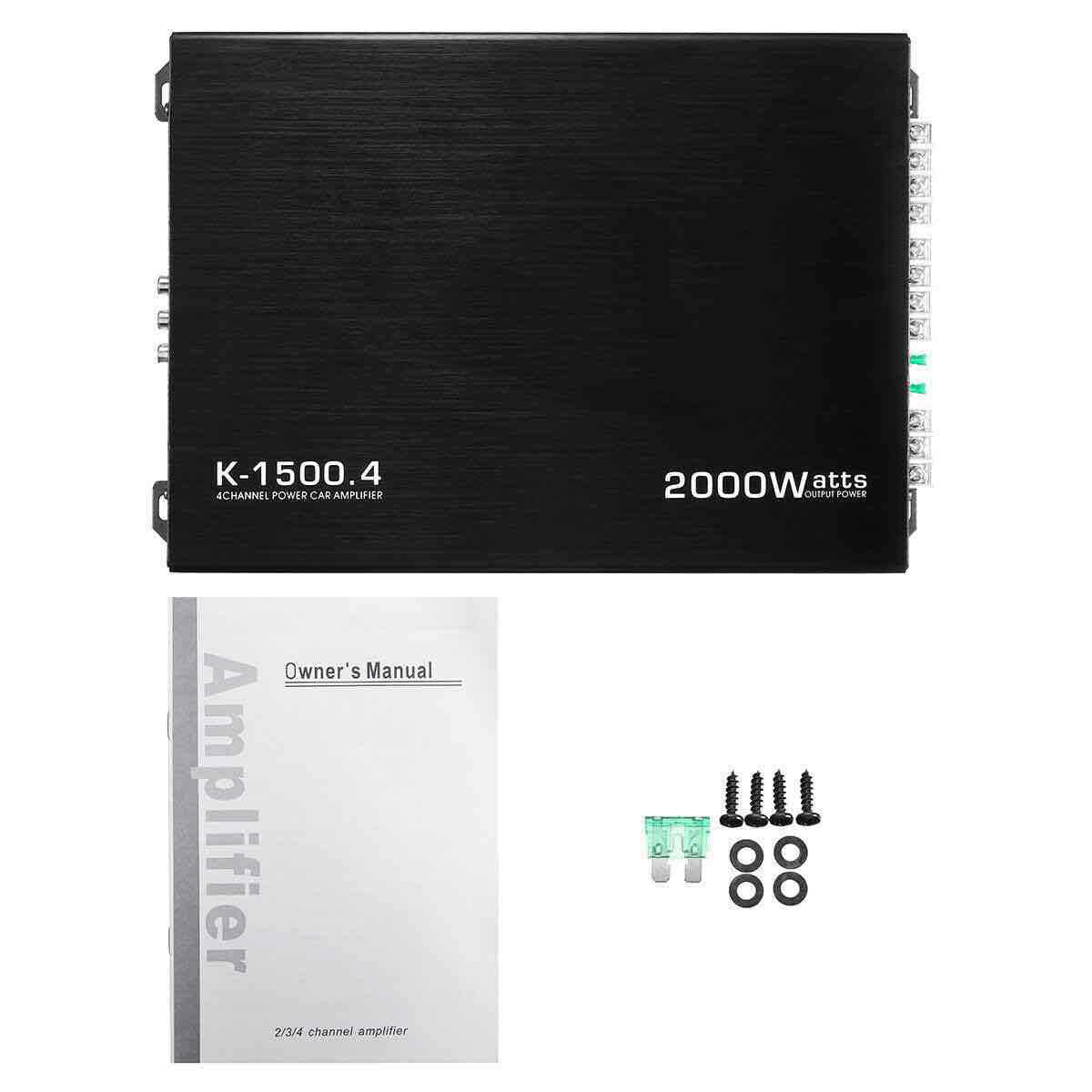 Car Amplifier 12V Vehicle-mounted 4-channel 2000w Vehicular Power Amplifier K-15004 Four-way Power Amplifier