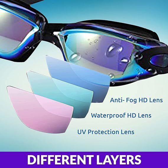 Anti Fog Swimming Goggles UV Glasses Adjustable Earbuds For Men Women Kids