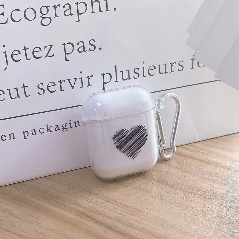 Earphone Sleeves 3 Generation Bluetooth Earbuds Case Applicable To Tpu Transparent Soft Shell Graffiti Love Heart