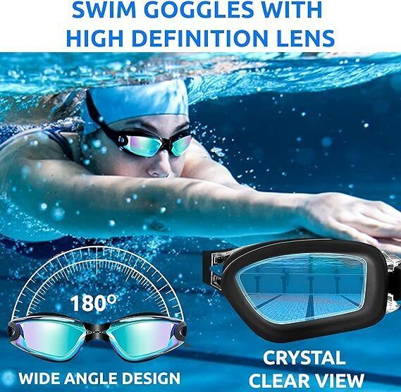 Anti Fog Swimming Goggles UV Glasses Adjustable Earbuds For Men Women Kids