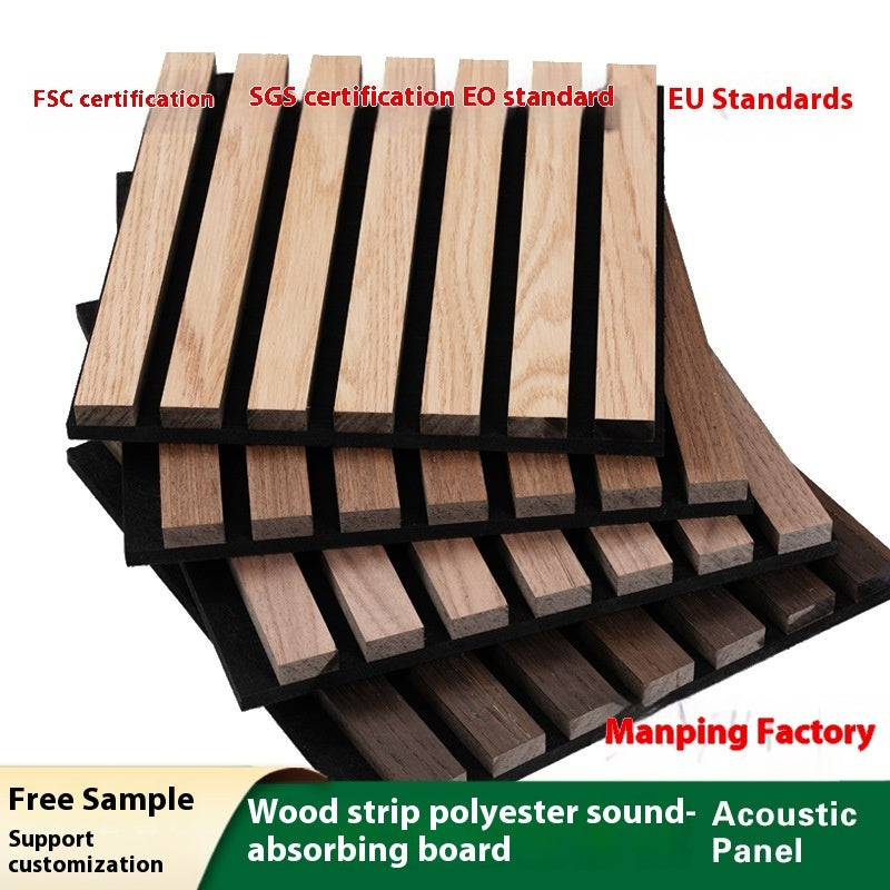 Polyester Fiber Wood Strip Acoustic Panel Wall Decoration Concave-convex Grating Plate Environmental Protection Foreign Trade Factory