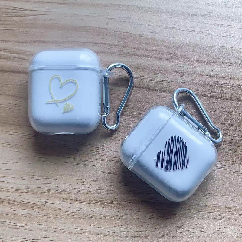Earphone Sleeves 3 Generation Bluetooth Earbuds Case Applicable To Tpu Transparent Soft Shell Graffiti Love Heart