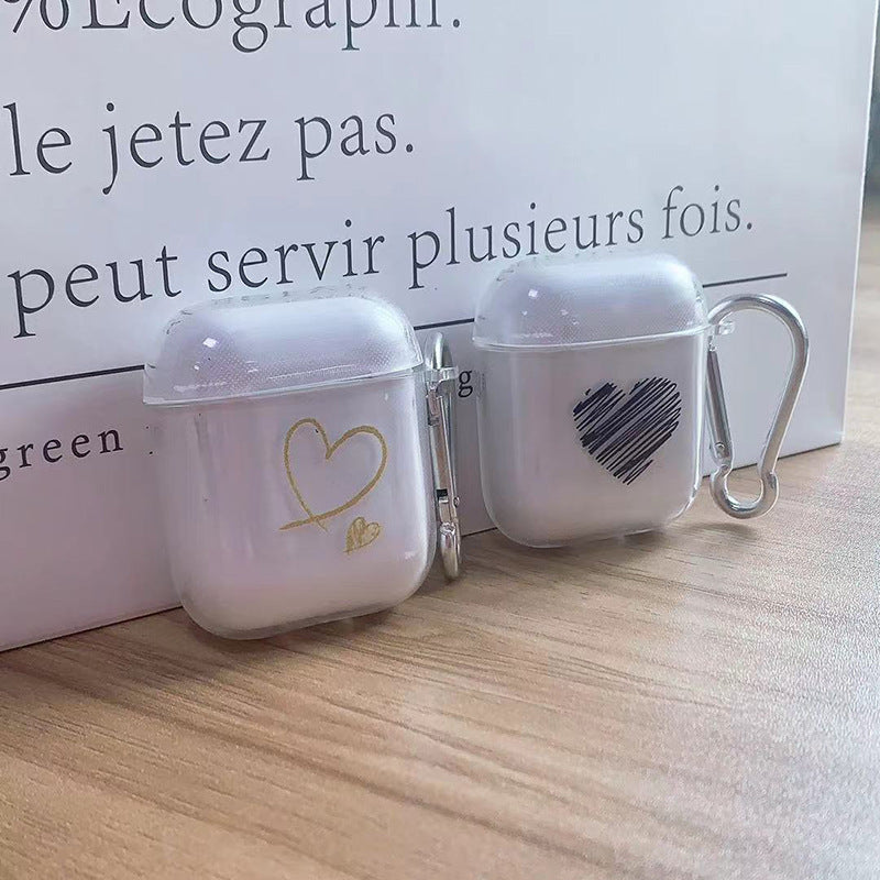 Earphone Sleeves 3 Generation Bluetooth Earbuds Case Applicable To Tpu Transparent Soft Shell Graffiti Love Heart